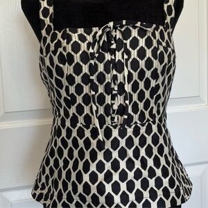 Diane Von Furstenberg Black and White Geometric Corset Top  NWT size 10.
